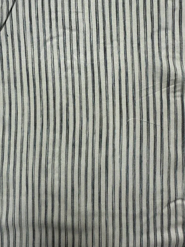 Blue and Gray Stripe Rayon Lawn Fabric