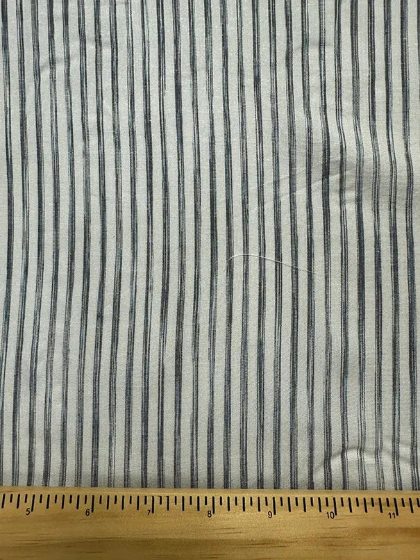 Blue and Gray Stripe Rayon Lawn Fabric