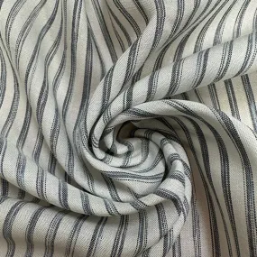 Blue and Gray Stripe Rayon Lawn Fabric