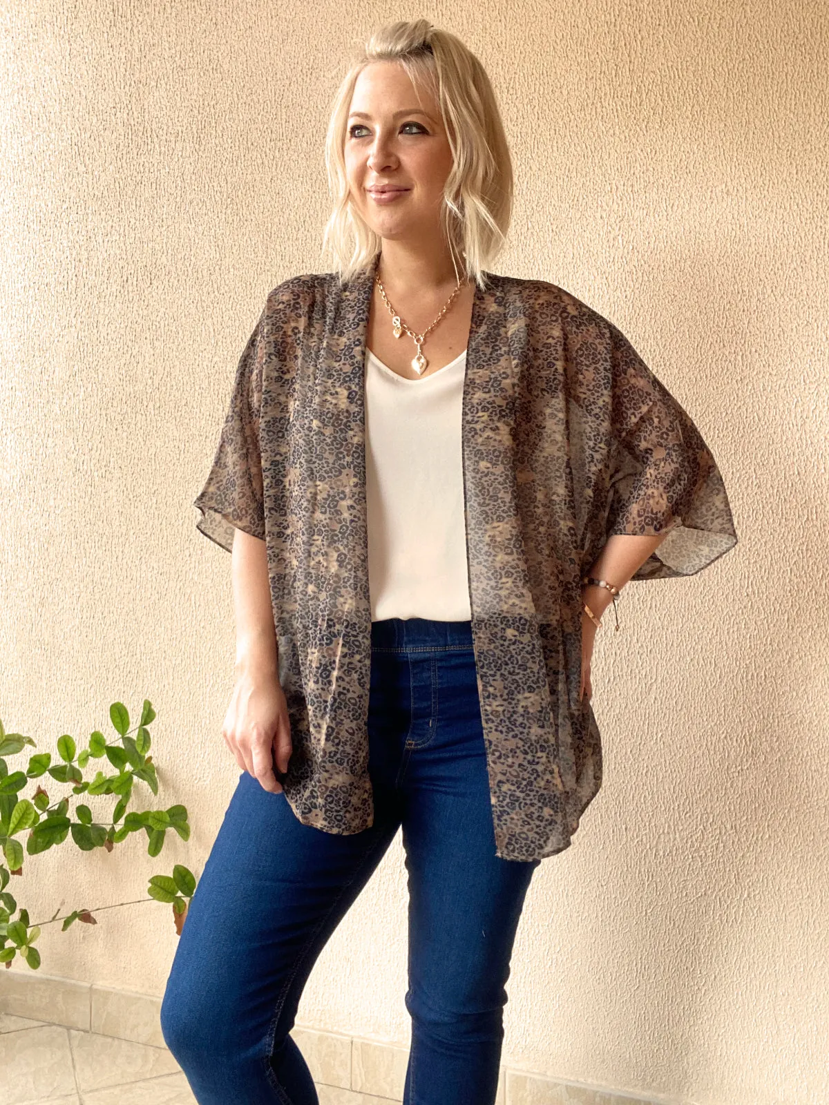 Brown and black leopard Kimono – 3 Lengths