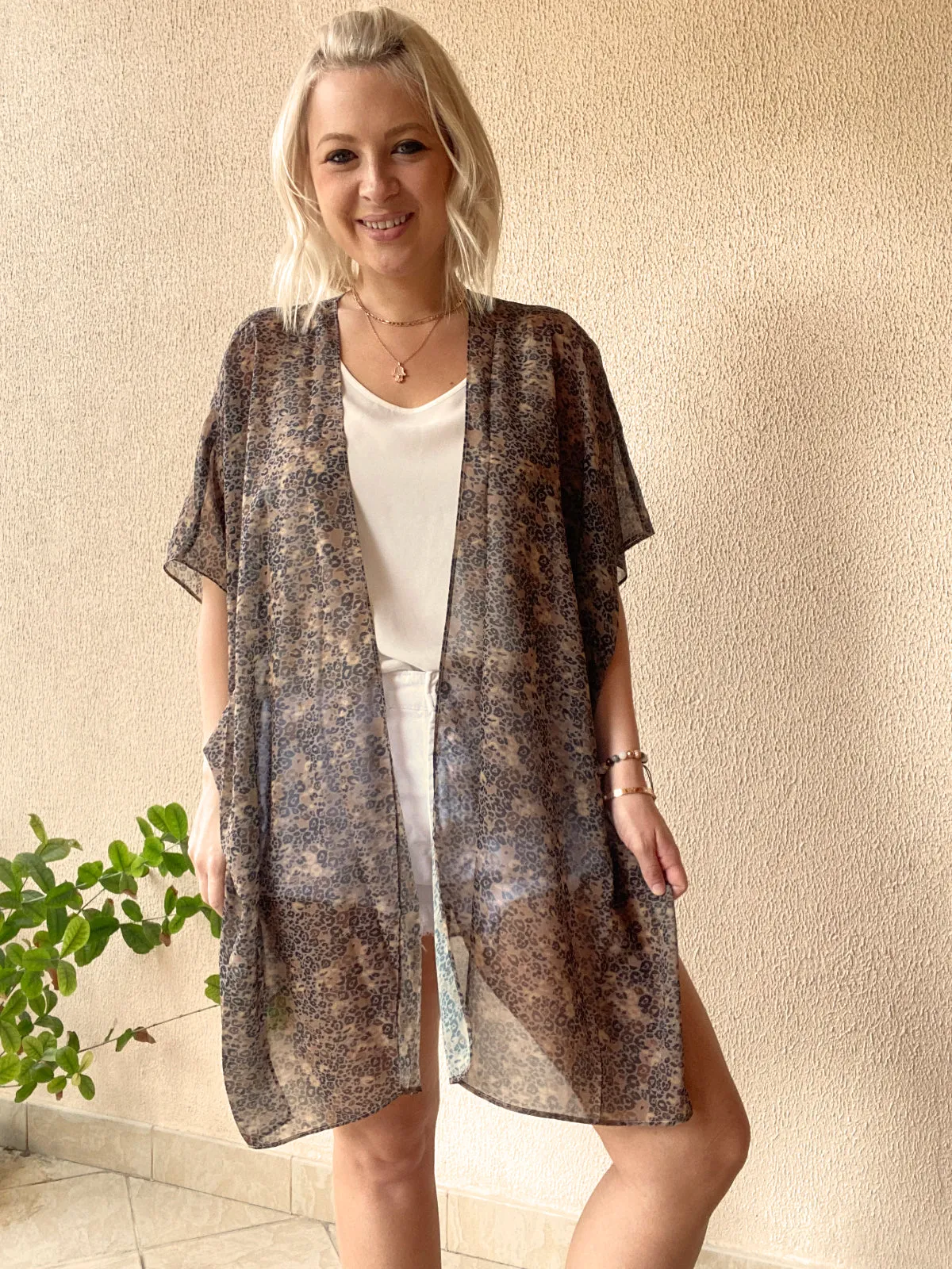 Brown and black leopard Kimono – 3 Lengths