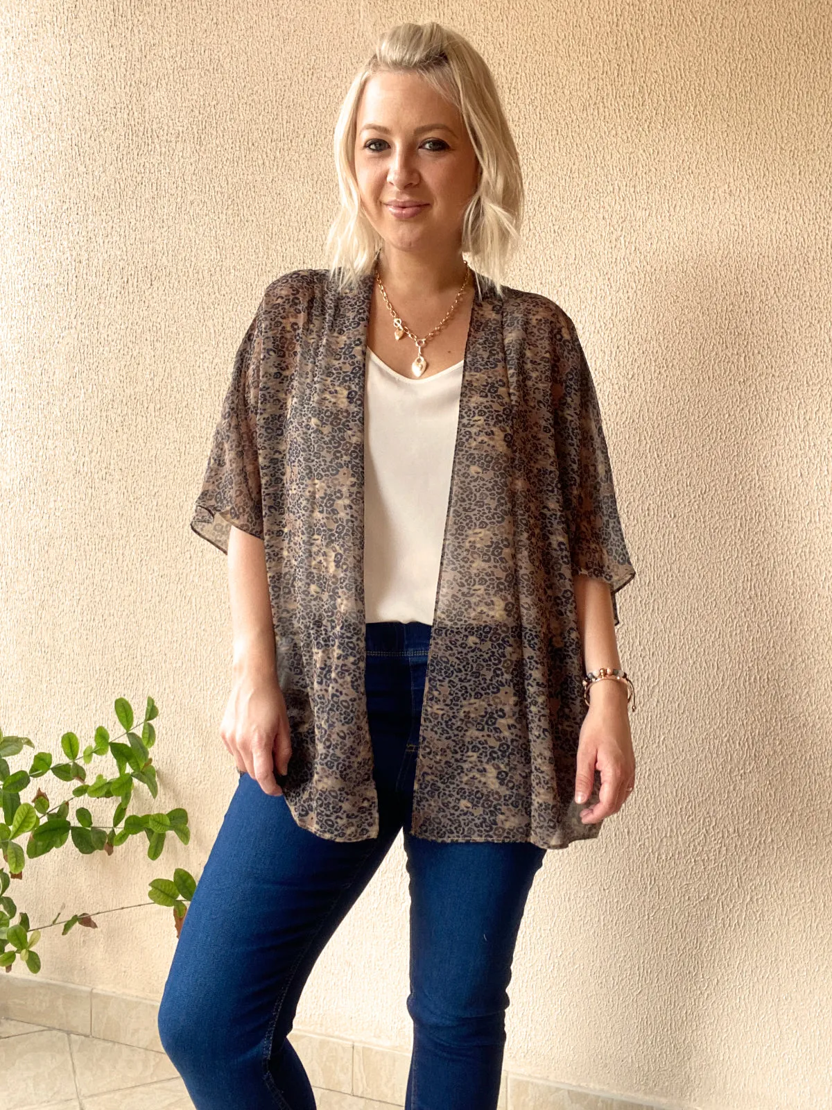 Brown and black leopard Kimono – 3 Lengths