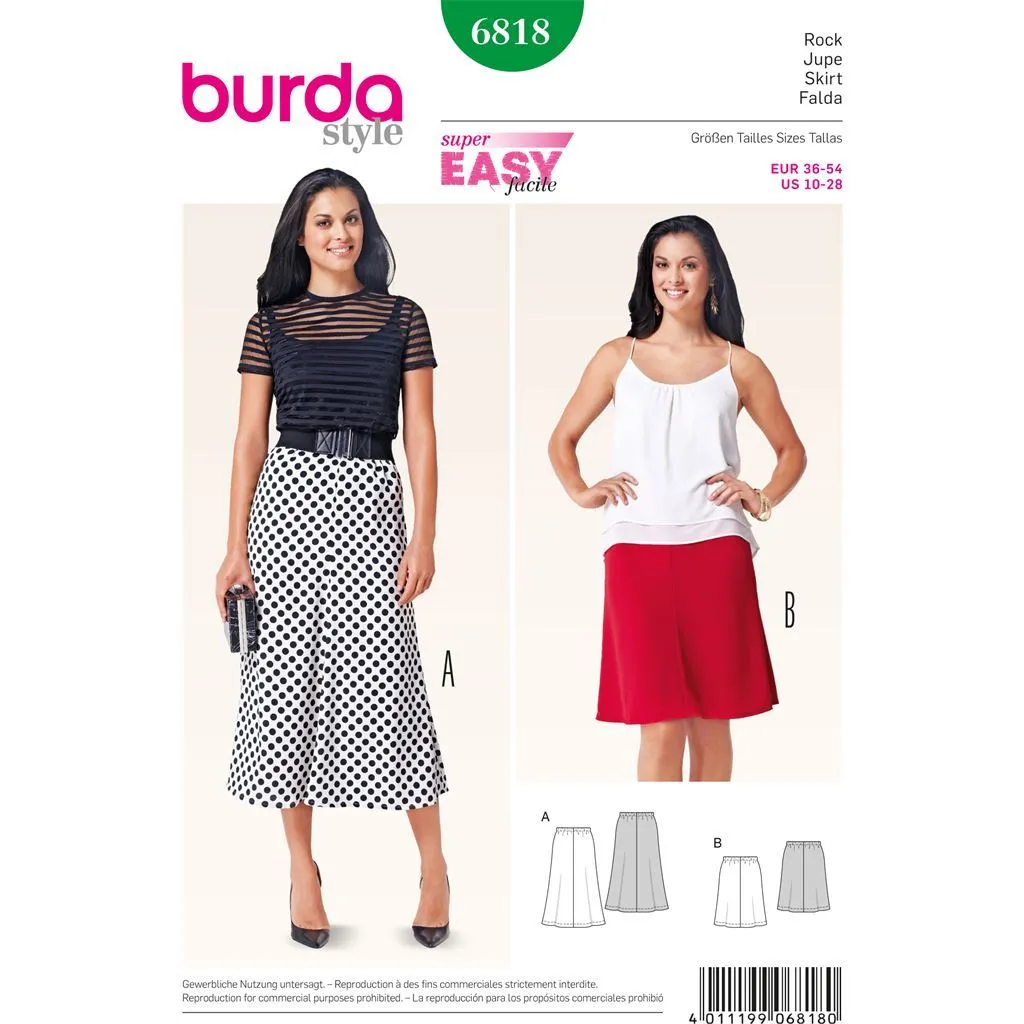 Burda B6818 Skirts Sewing Pattern