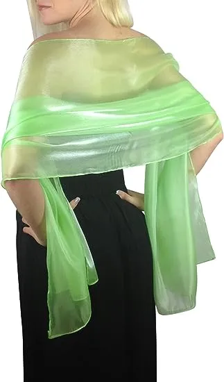 Central Chic Silky Pashmina Iridescent Wrap Stole Shawl For Weddings Bridal Bridesmaids Proms & Parties