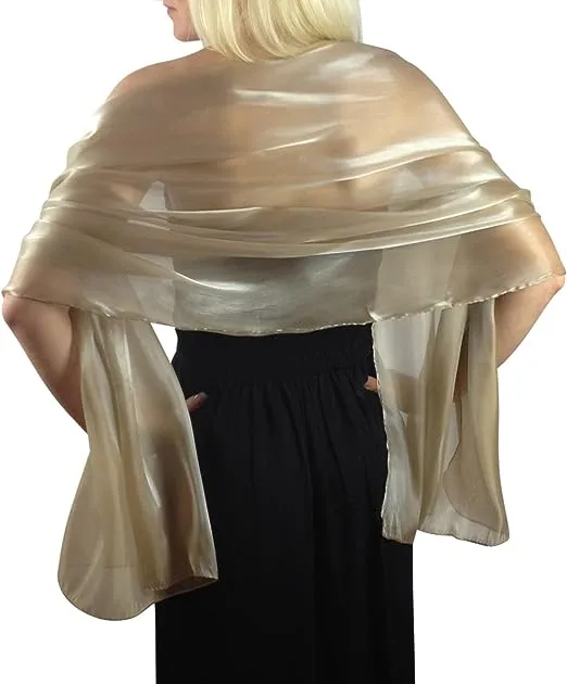 Central Chic Silky Pashmina Iridescent Wrap Stole Shawl For Weddings Bridal Bridesmaids Proms & Parties