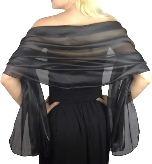 Central Chic Silky Pashmina Iridescent Wrap Stole Shawl For Weddings Bridal Bridesmaids Proms & Parties