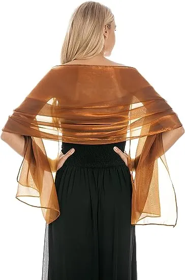 Central Chic Silky Pashmina Iridescent Wrap Stole Shawl For Weddings Bridal Bridesmaids Proms & Parties