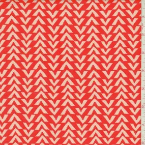 Coral Red/Pink Broken Chevron Rayon Challis Fabric