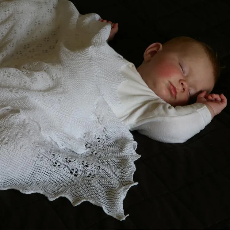 Cotton Christening Shawl White