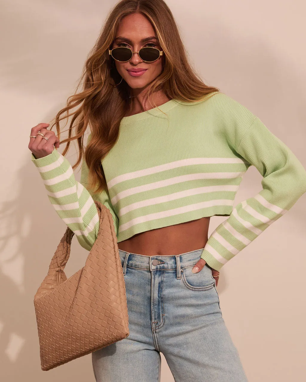 Easy Moment Striped Cropped Sweater