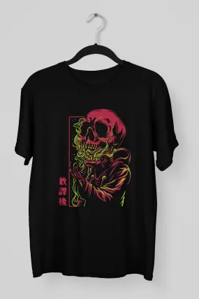 Flaming Skull Black Tee