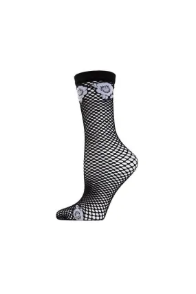 Floral Net Crew Socks