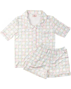 Garden Gingham Short Sleeve Ladies Knit Pajamas