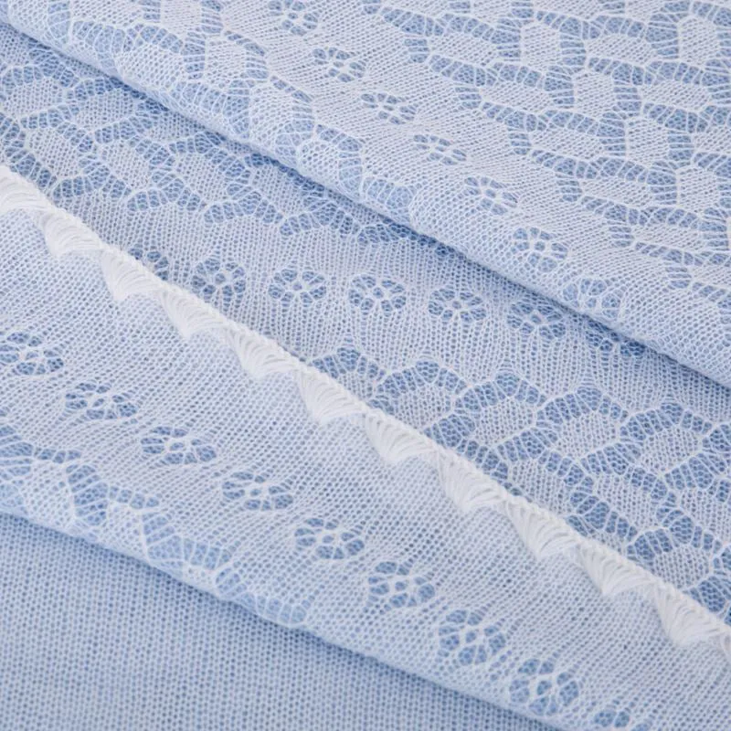 G.H.Hurt & Son Leaves and Flowers Baby Shawl - Blue