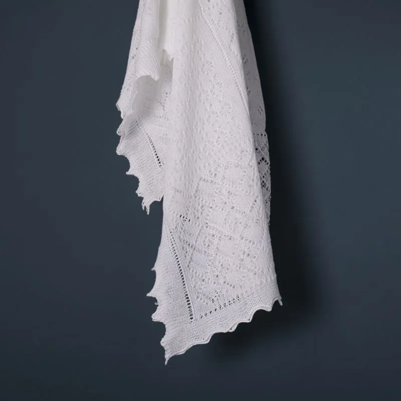 G.H.Hurt & Son Lightweight Patchwork Baby Shawl - White