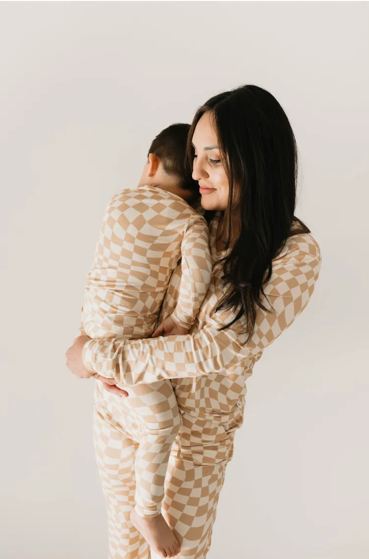 Gold Coast Wavy Checker  | Bamboo Zip Pajamas