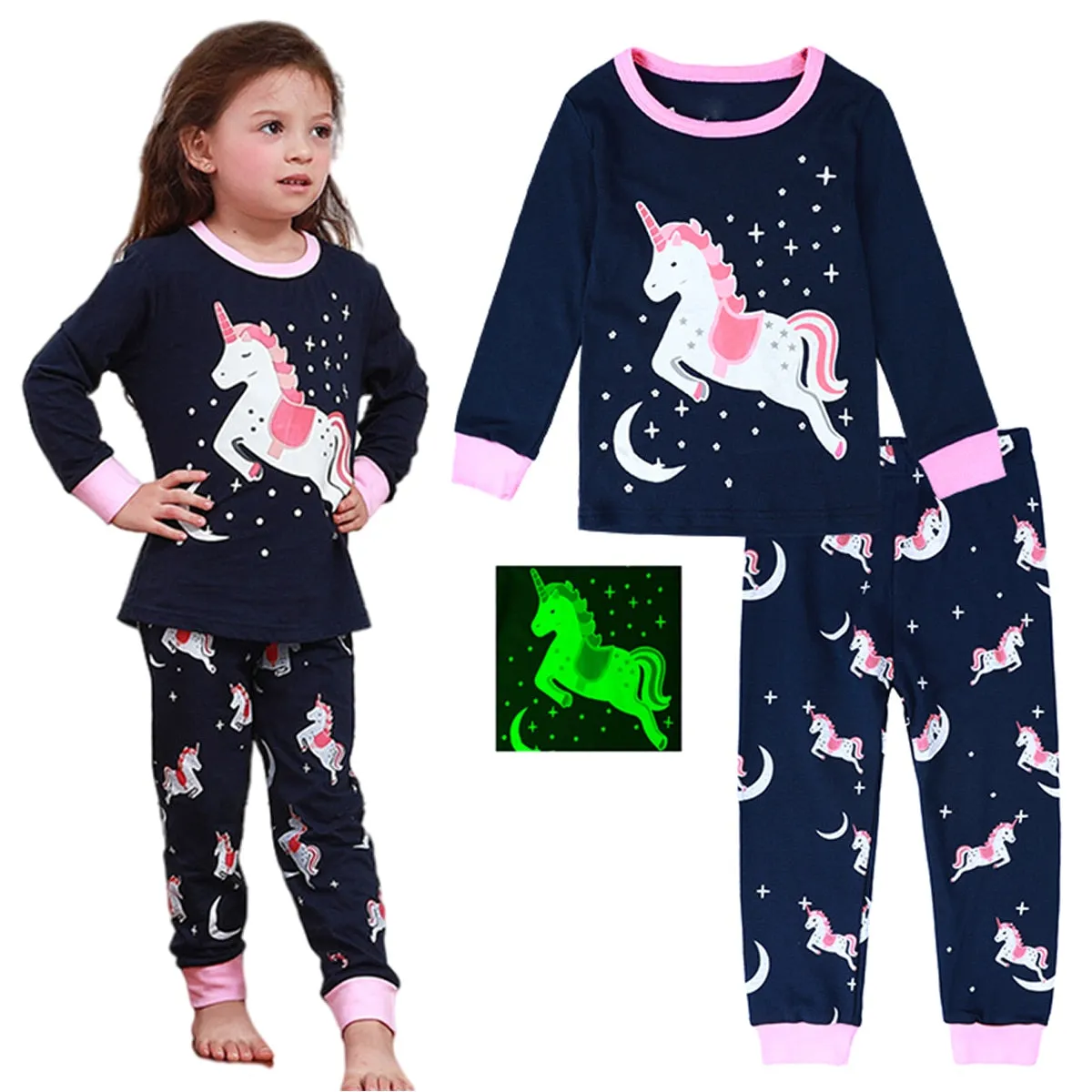 Halloween Skeleton Pajamas Set for Toddlers | Carnival Unicorn Nightwear | Cute Gift Clothing Set for 2-10 y/o