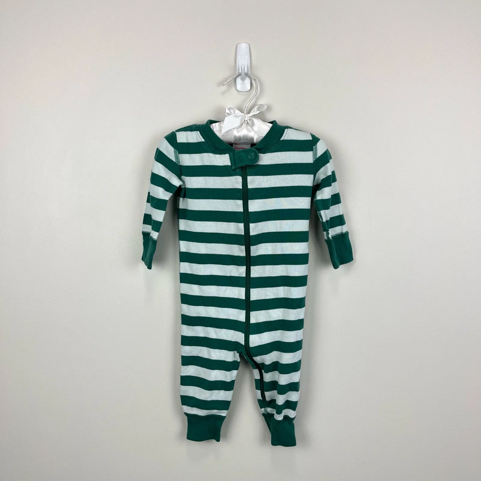 Hanna Andersson Green Striped Pajamas 60 cm 3-6