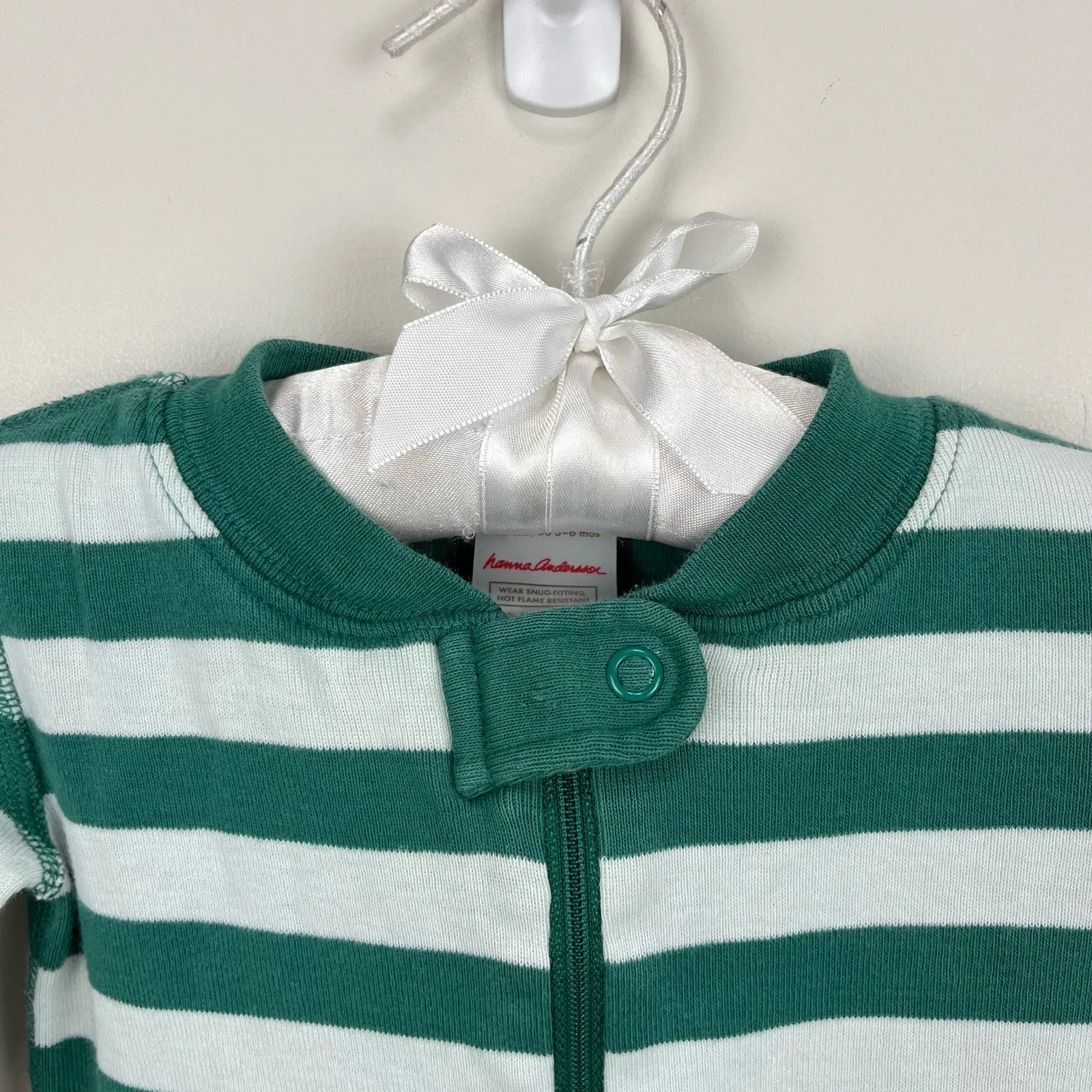 Hanna Andersson Green Striped Pajamas 60 cm 3-6