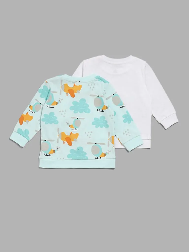 HOP Baby Multicolour Aeroplane Printed T-Shirts - Pack of 2