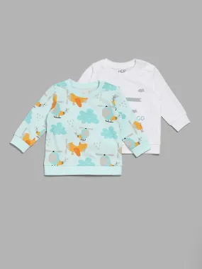 HOP Baby Multicolour Aeroplane Printed T-Shirts - Pack of 2