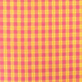 Lollipop Pink-Yellow-Green Plaid Cotton Polyester Madras Woven Fabric