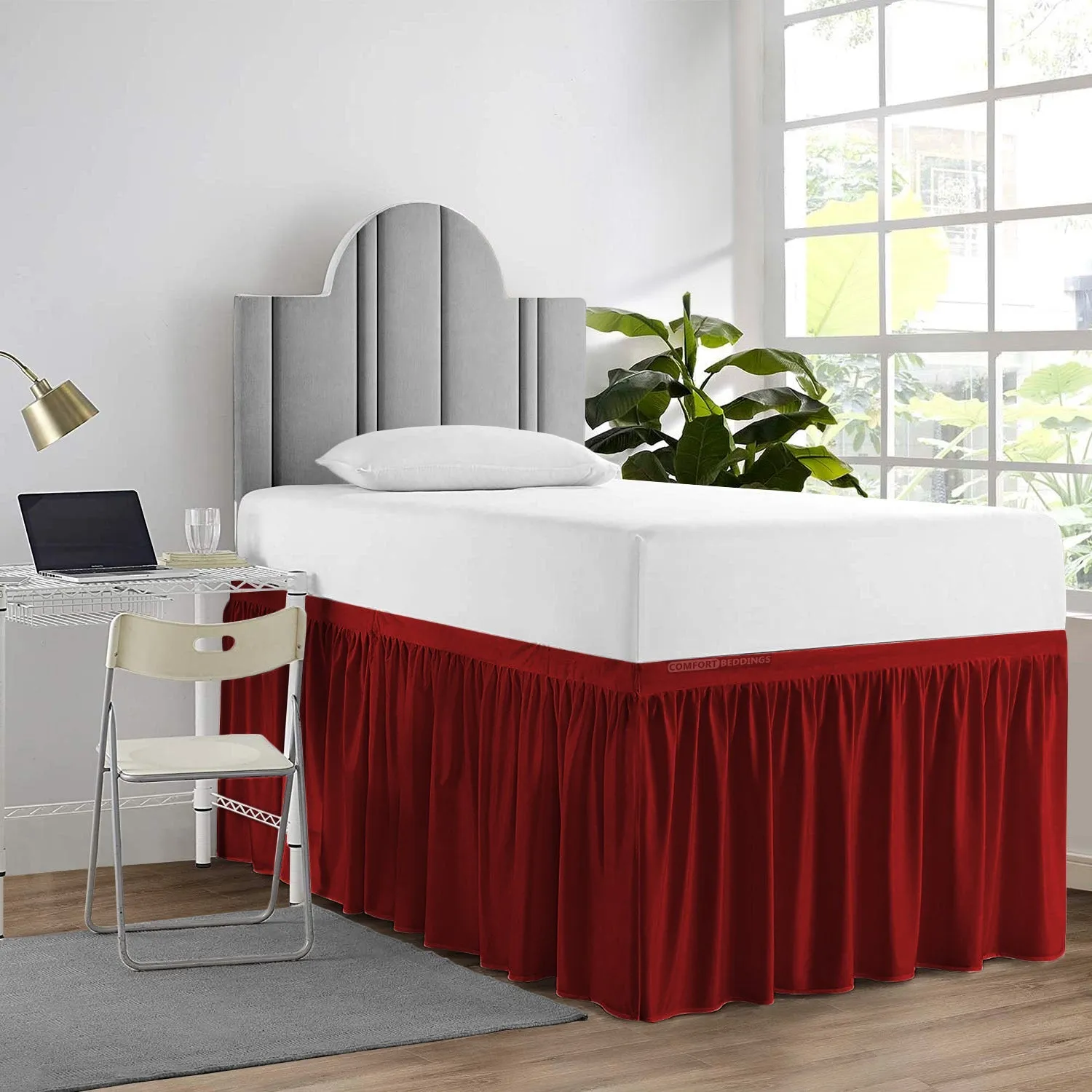 LUXURY 100% MICROFIBER BED SKIRTS FOR DORM EASY FIT