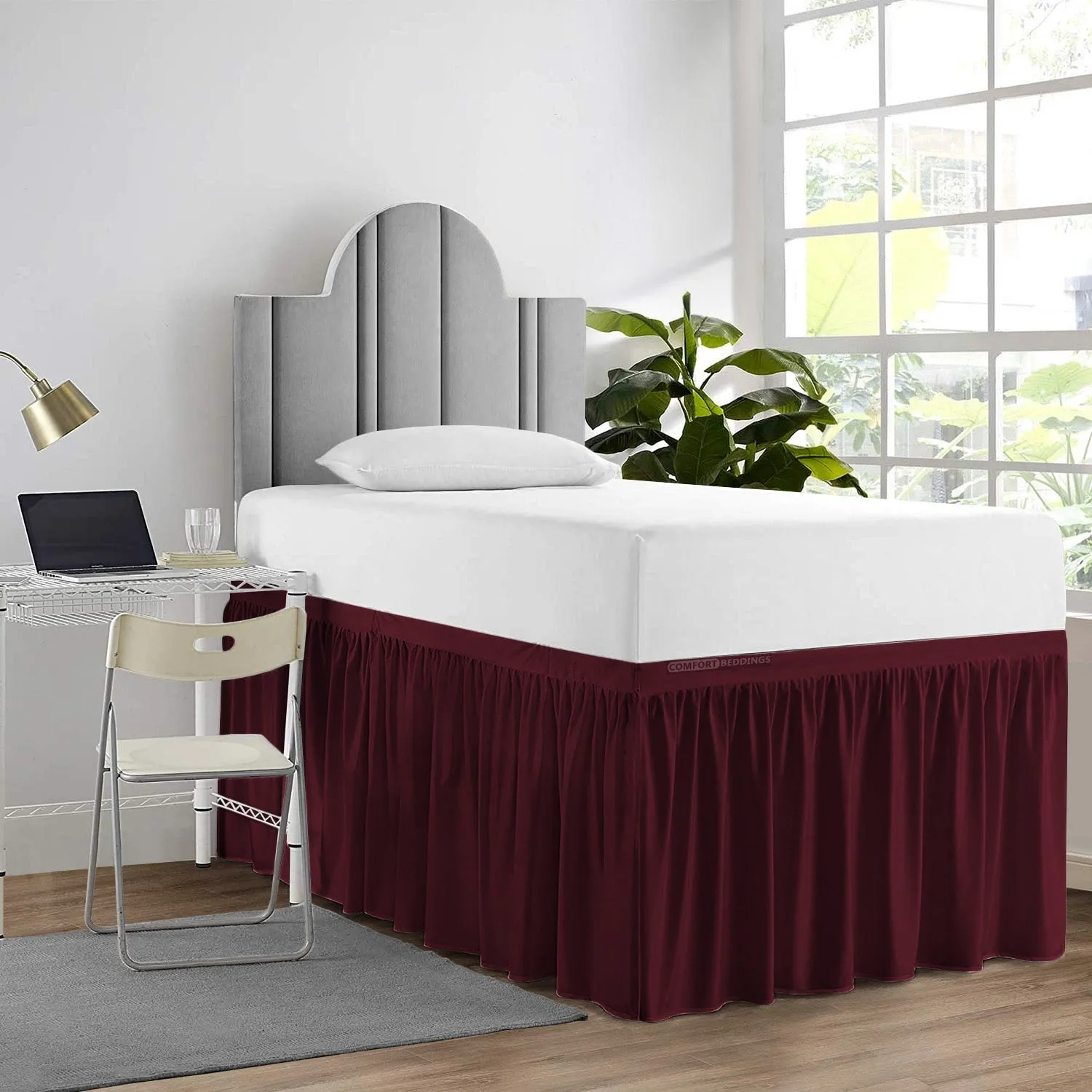 LUXURY 100% MICROFIBER BED SKIRTS FOR DORM EASY FIT