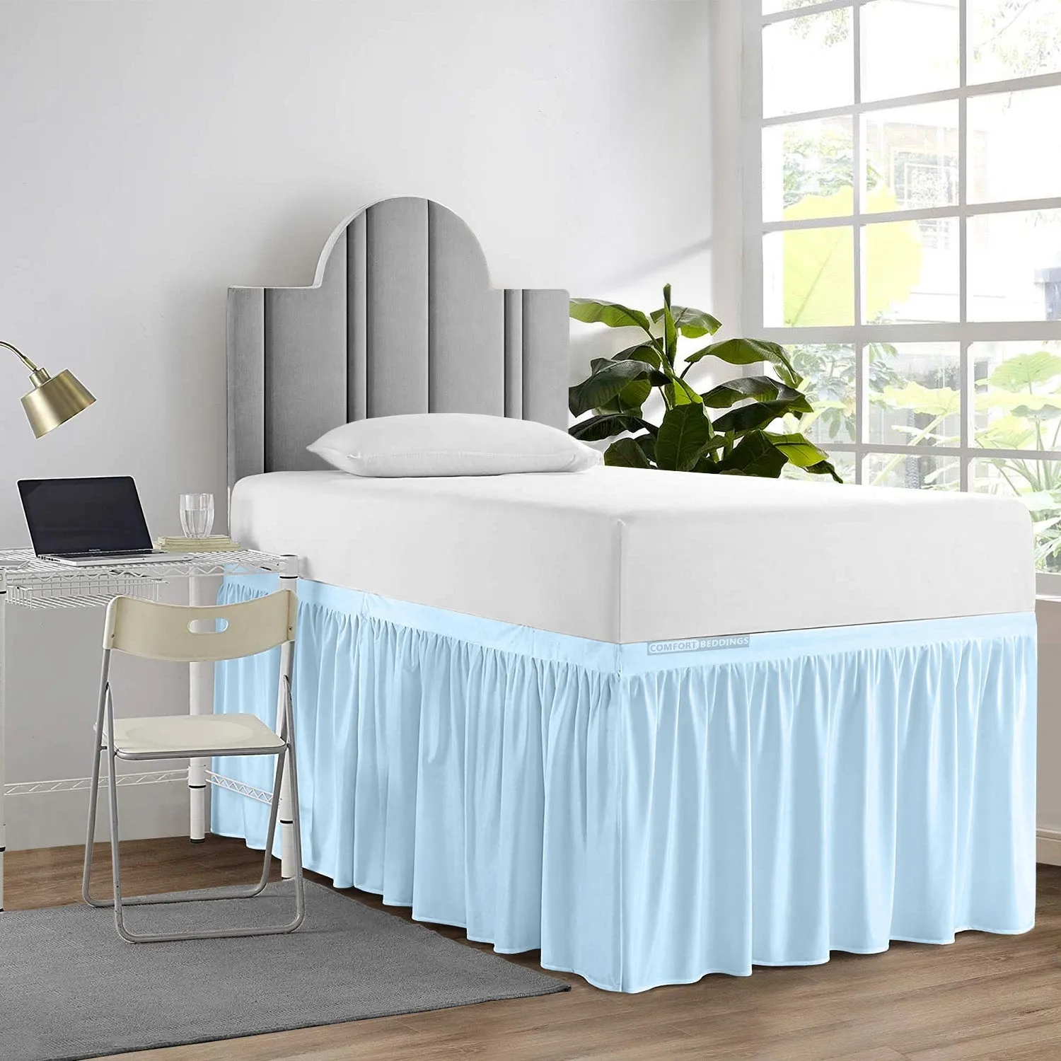 LUXURY 100% MICROFIBER BED SKIRTS FOR DORM EASY FIT