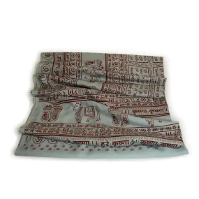 Meditation Yoga Prayer Shawl - Maha Mantra - Grey Large