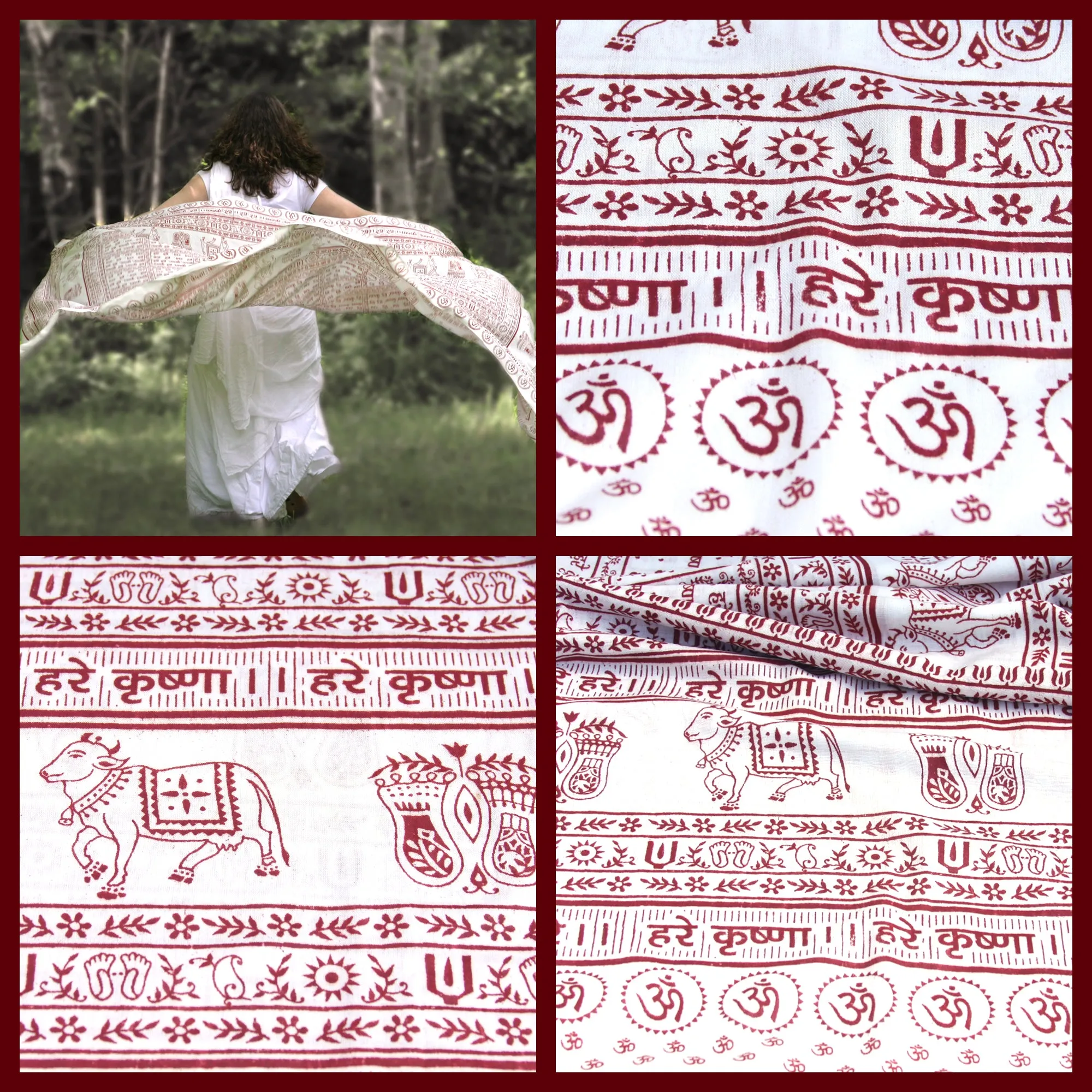 Meditation Yoga Prayer Shawl - Maha Mantra - White Large