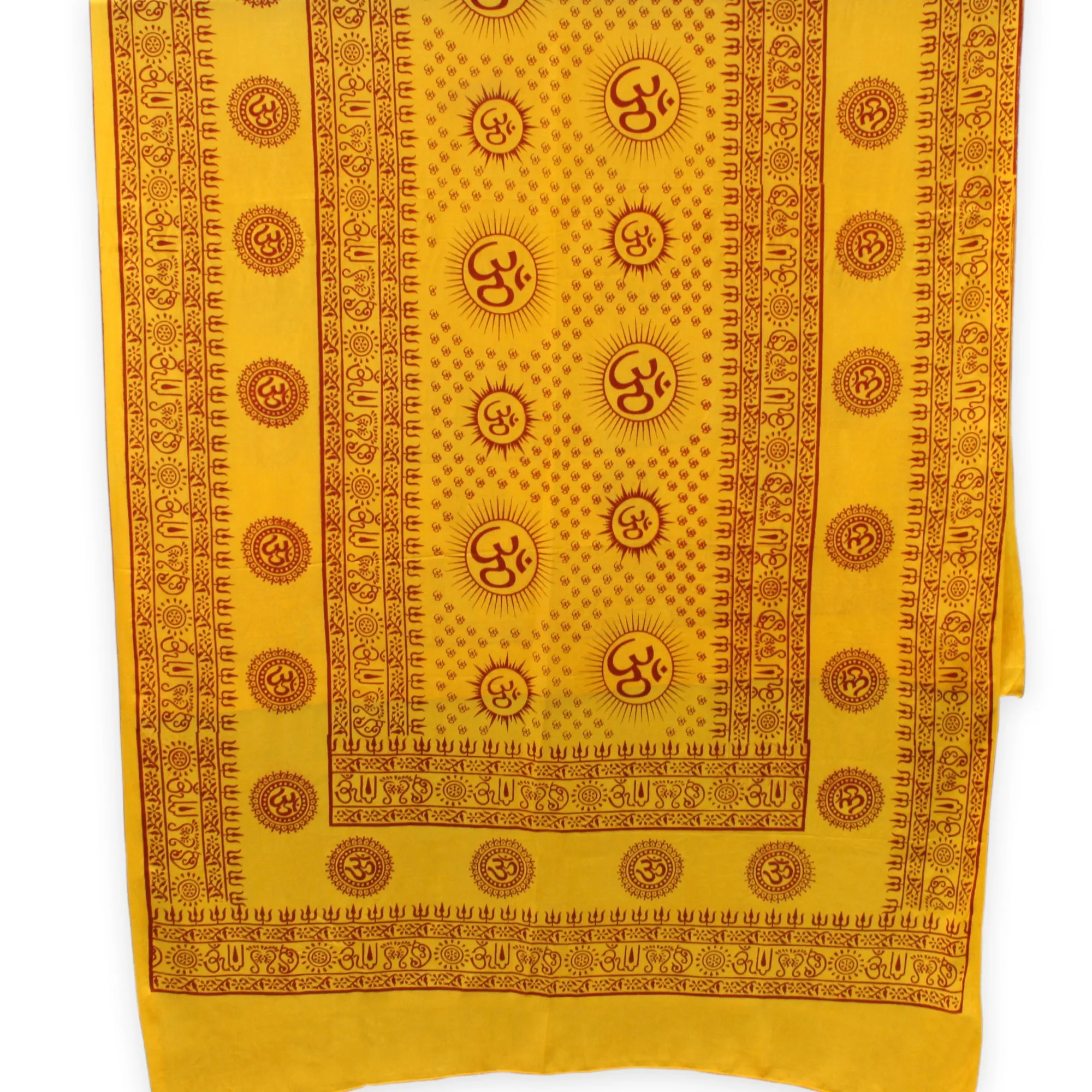 Meditation Yoga Prayer Shawl - Mantra Om - Yellow Large