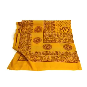 Meditation Yoga Prayer Shawl - Mantra Om - Yellow Large