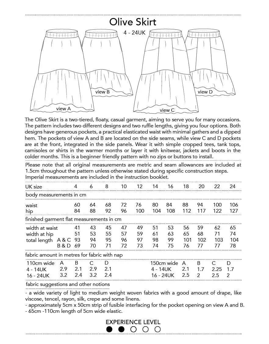 Olive Skirt Sewing Pattern, Dhurata Davies