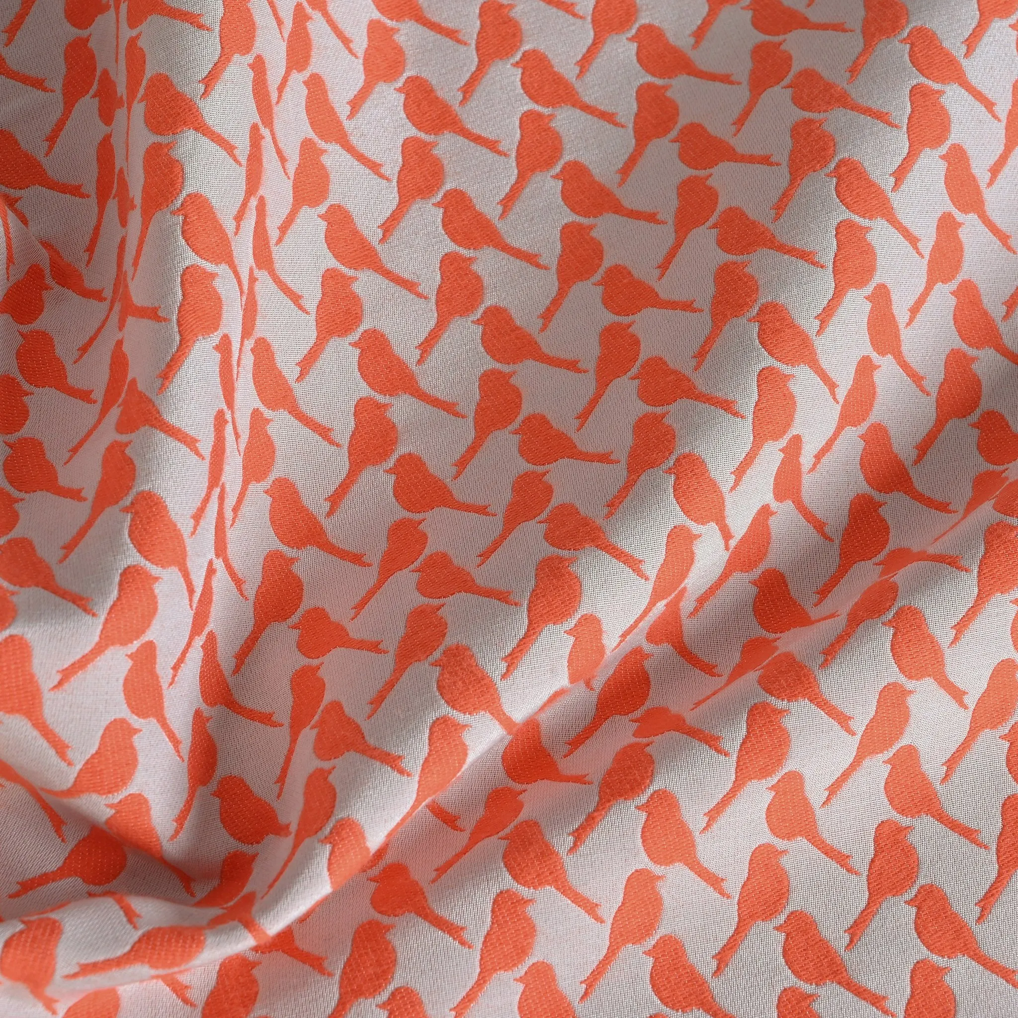 Orange Birds Jacquard Fabric - 2075