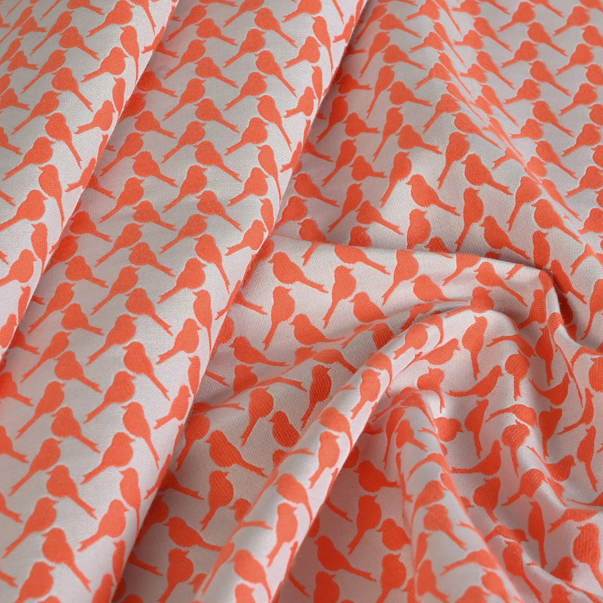 Orange Birds Jacquard Fabric - 2075