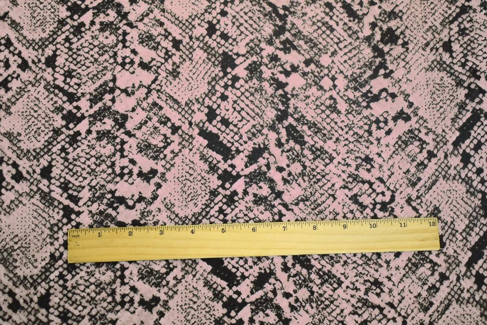 Pink-Black-Beige Snake Printed Poly Chiffon Woven Fabric