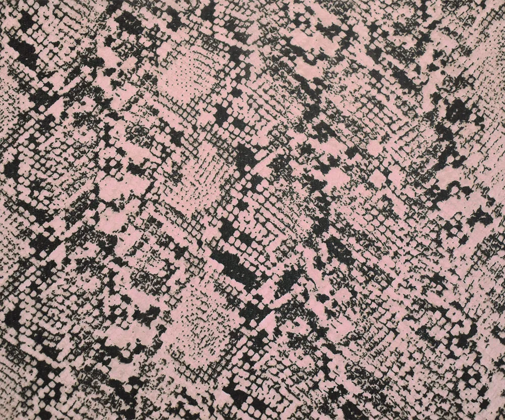 Pink-Black-Beige Snake Printed Poly Chiffon Woven Fabric