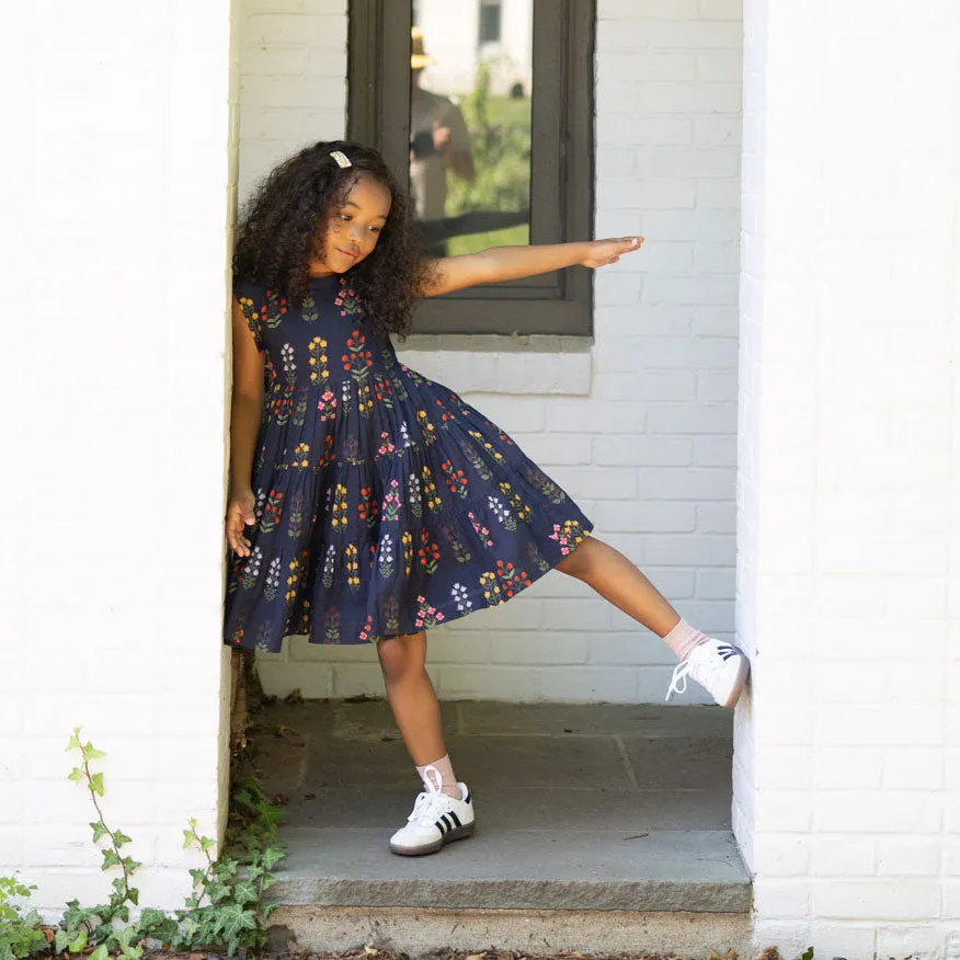 Pink Chicken Girls Peachy Dress - Navy Field Floral