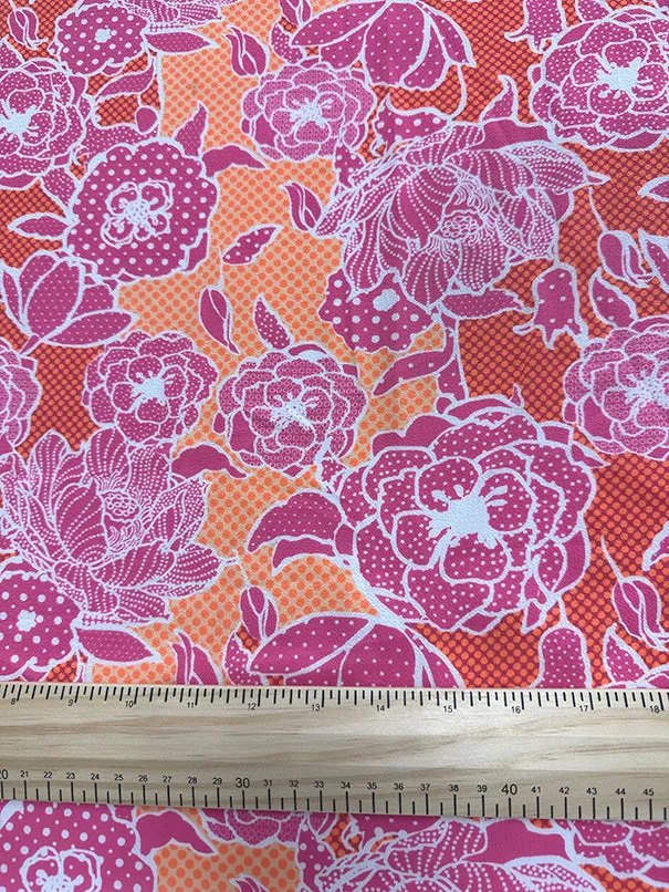 Pink Multi Color Floral Georgette Fabric