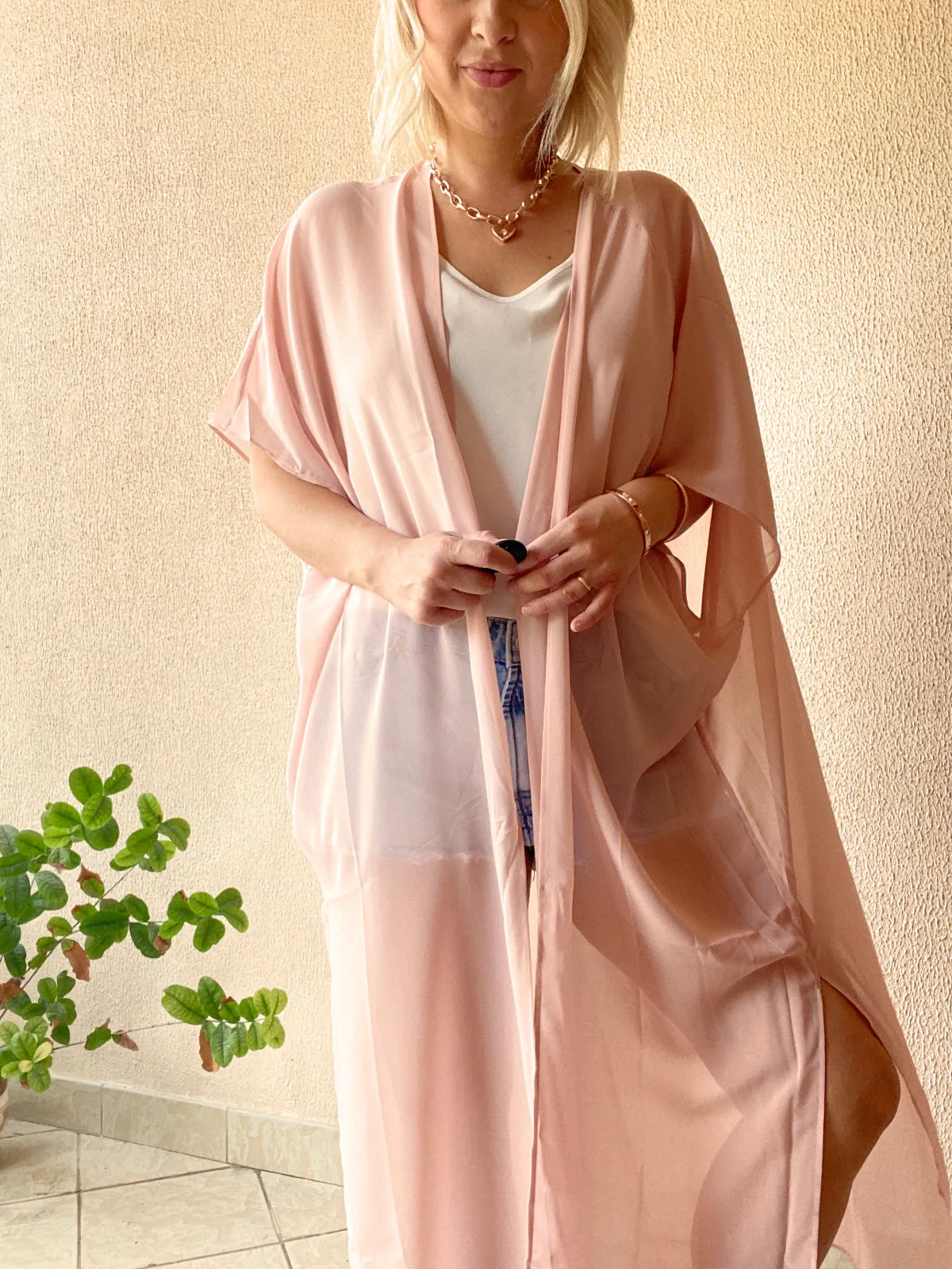 Plain peach kimono - 3 lengths