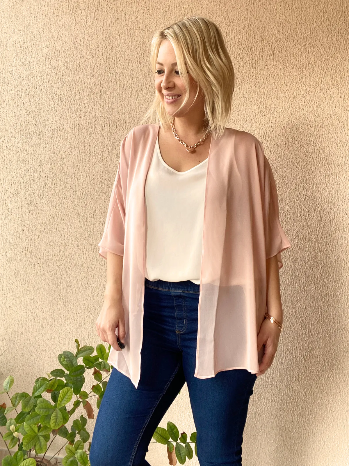 Plain peach kimono - 3 lengths