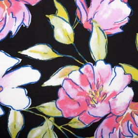 Printed rayon - AMANDA - Black and Pink