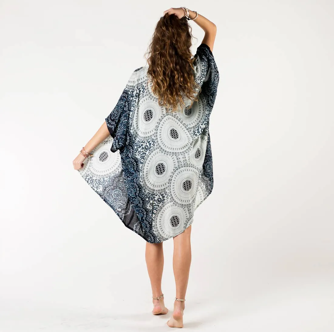 SALE Beach / Pool Cover Up Kimono - Midnight Mandala