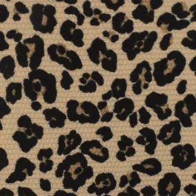 Sand Beige-Black-Brown Cheetah Printed Stretch Poly Sweater Knit Fabric