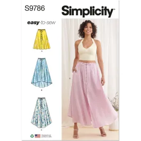 Simplicity Sewing Pattern S9786 Misses' Skirt With Hemline Variations