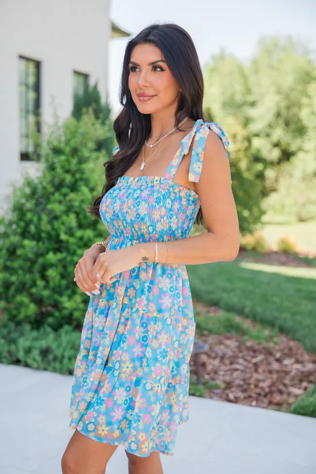 Sunny Skies Blue Floral Mini Dress