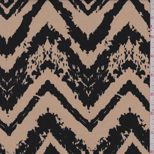 Tan/Black Chevron Challis Fabric