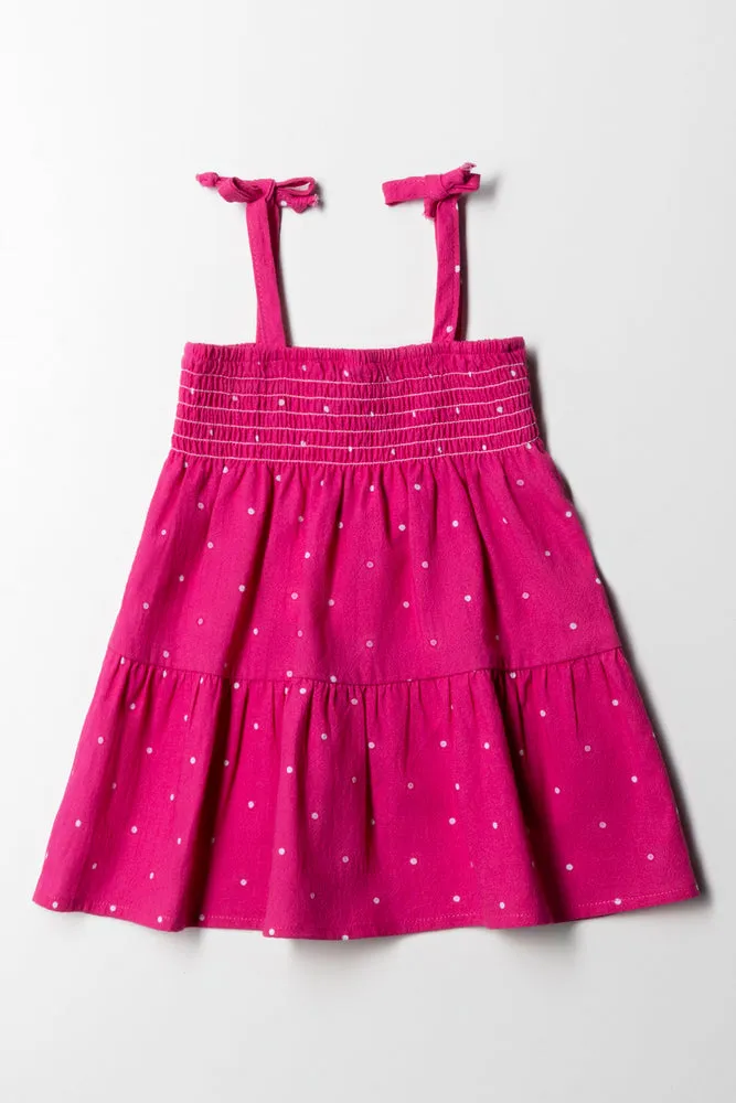 Tg Smocked Dress Cerise