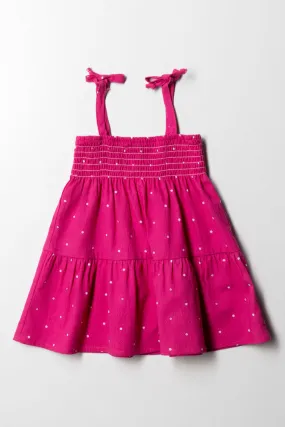 Tg Smocked Dress Cerise